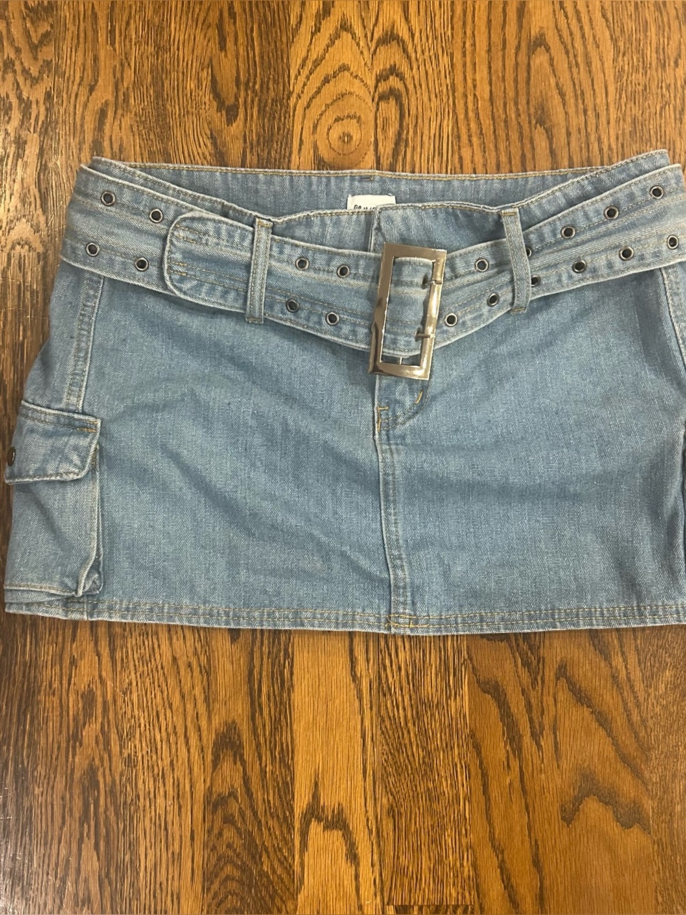 Princess Polly "Iconic" Belted Denim Cargo Micro Mini Skirt